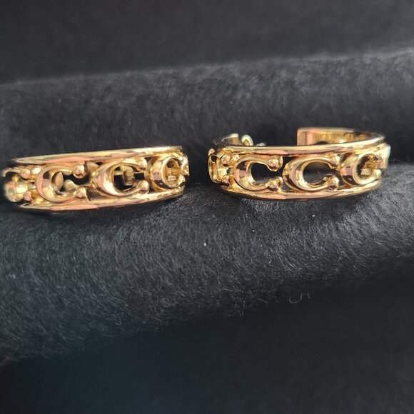 Coach Gold Openwork Hoop Earrings - Picture 7 of 9